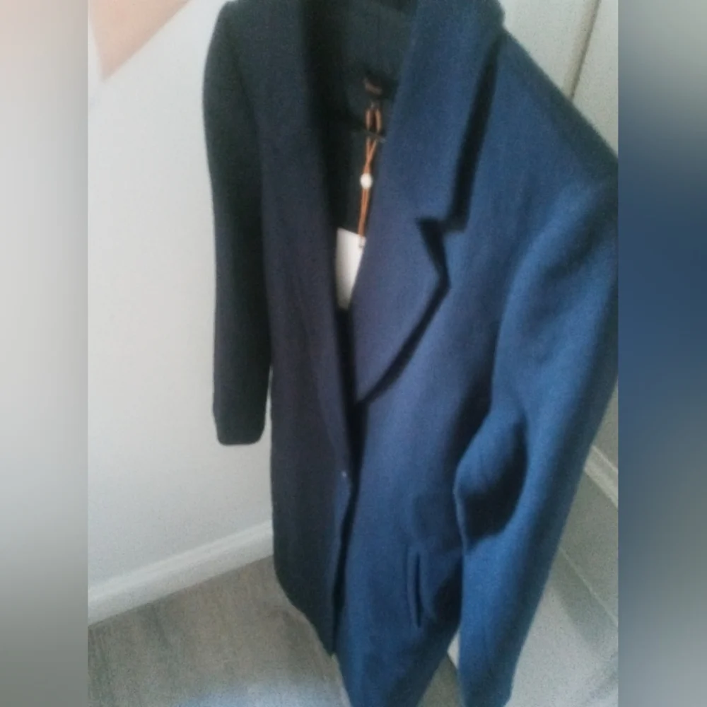 Quince Italian Wool Long Classic Coat. Navy. Small. Perfect Condition. - Picture 8 of 17